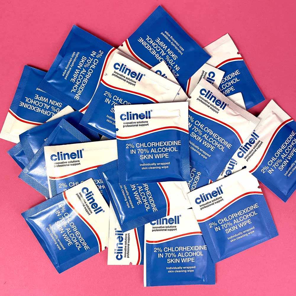 25 x Clinell 2% Chlorhexidine in 70% Alcohol Skin wipes